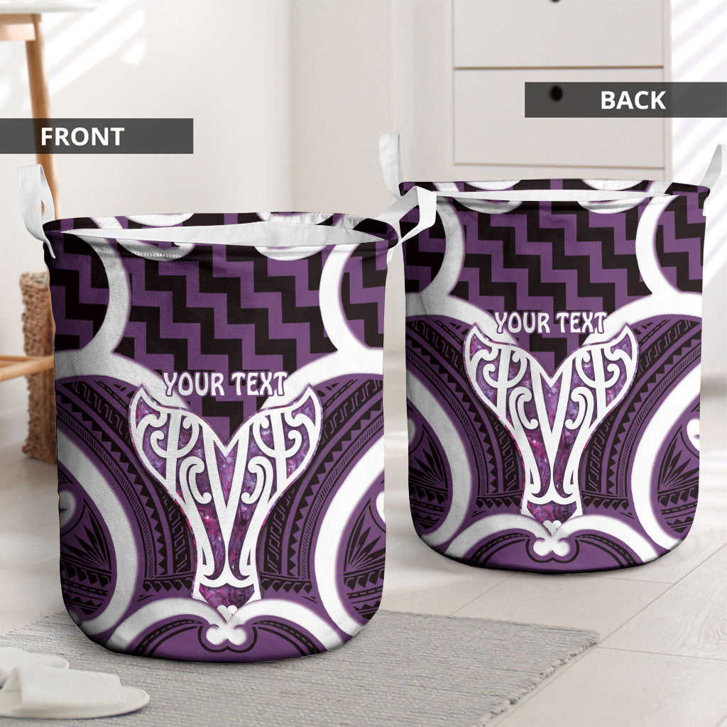 Aotearoa Atua Tangaroa Personalised Laundry Basket God Of The Sea Maori Whale Tail Purple