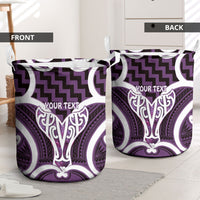 Aotearoa Atua Tangaroa Personalised Laundry Basket God Of The Sea Maori Whale Tail Purple
