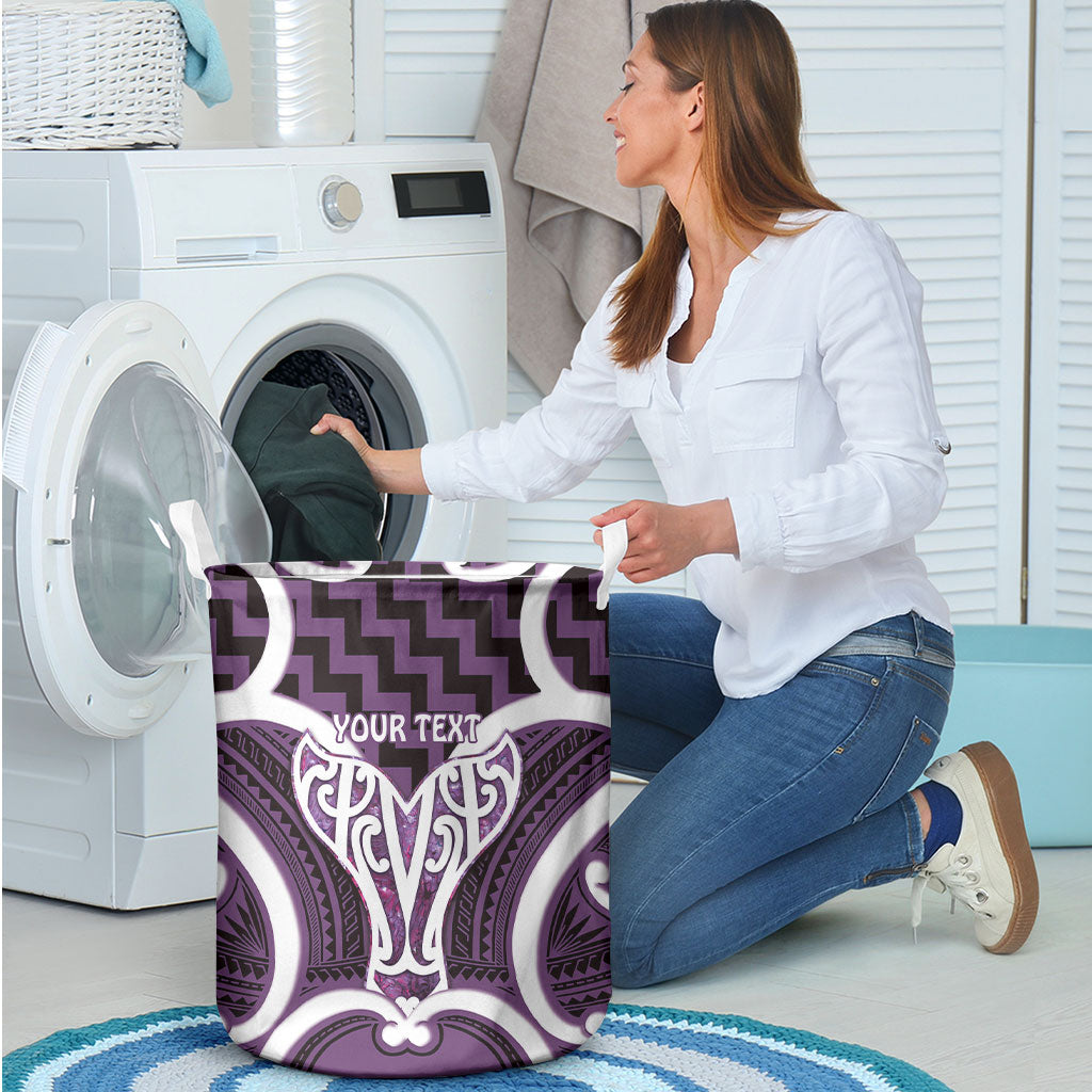 Aotearoa Atua Tangaroa Personalised Laundry Basket God Of The Sea Maori Whale Tail Purple