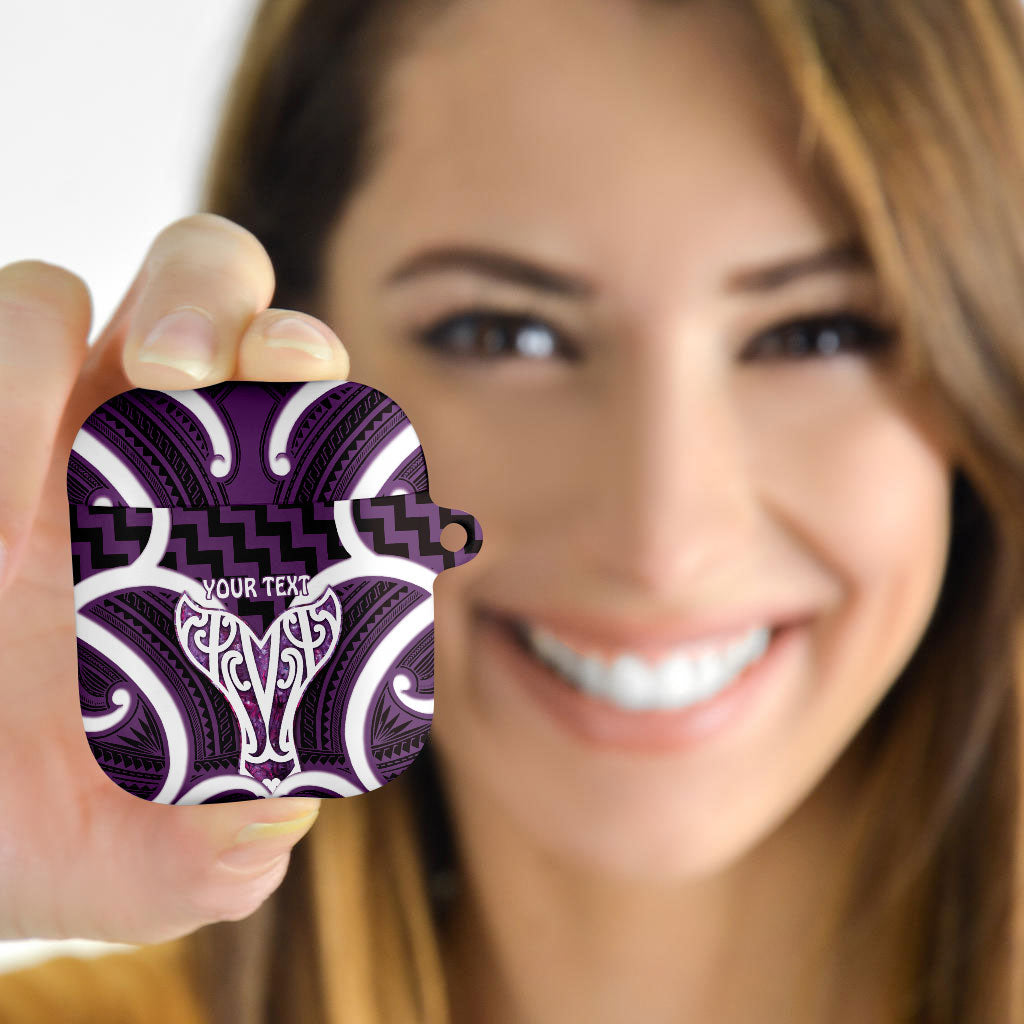 Aotearoa Atua Tangaroa Personalised AirPods Case God Of The Sea Maori Whale Tail Purple