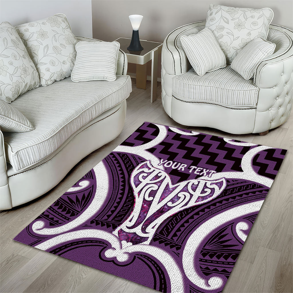 Aotearoa Atua Tangaroa Personalised Area Rug God Of The Sea Maori Whale Tail Purple
