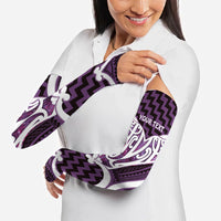 Aotearoa Atua Tangaroa Personalised Arm Sleeves God Of The Sea Maori Whale Tail Purple