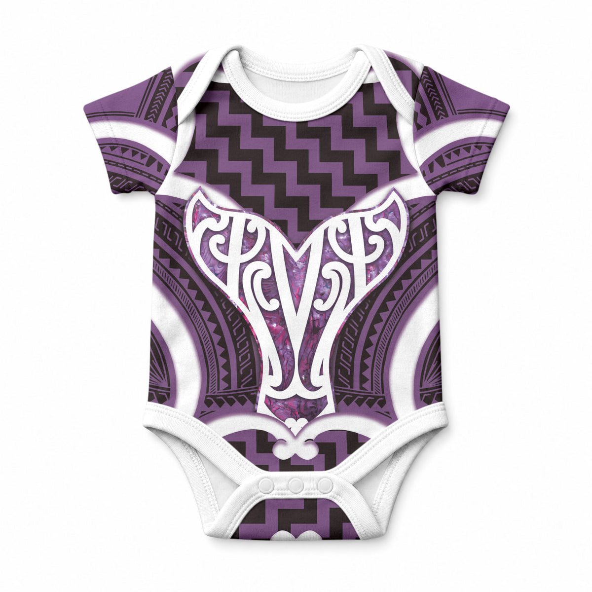 Aotearoa Atua Tangaroa Personalised Baby Onesie God Of The Sea Maori Whale Tail Purple