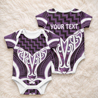 Aotearoa Atua Tangaroa Personalised Baby Onesie God Of The Sea Maori Whale Tail Purple
