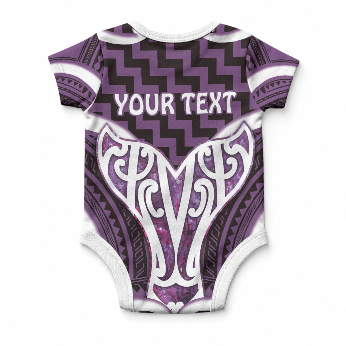 Aotearoa Atua Tangaroa Personalised Baby Onesie God Of The Sea Maori Whale Tail Purple
