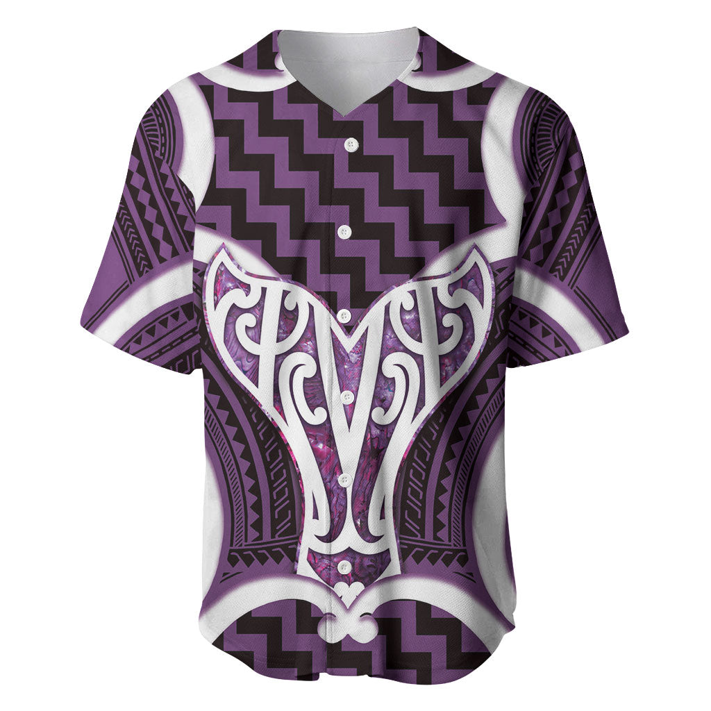 Aotearoa Atua Tangaroa Personalised Baseball Jersey God Of The Sea Maori Whale Tail Purple
