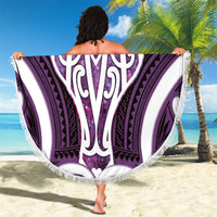 Aotearoa Atua Tangaroa Personalised Beach Blanket God Of The Sea Maori Whale Tail Purple