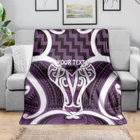 Aotearoa Atua Tangaroa Personalised Blanket God Of The Sea Maori Whale Tail Purple