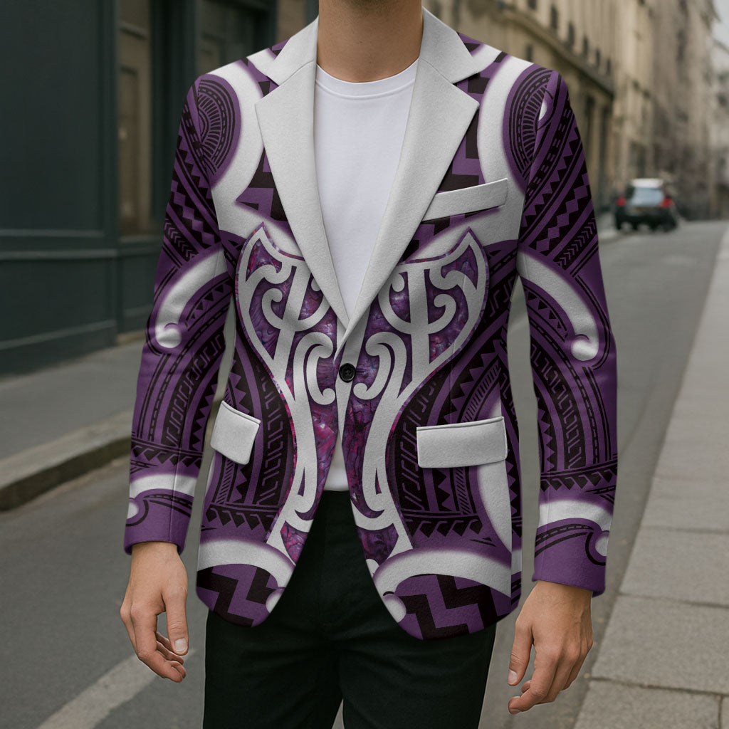 Aotearoa Atua Tangaroa Personalised Blazer God Of The Sea Maori Whale Tail Purple