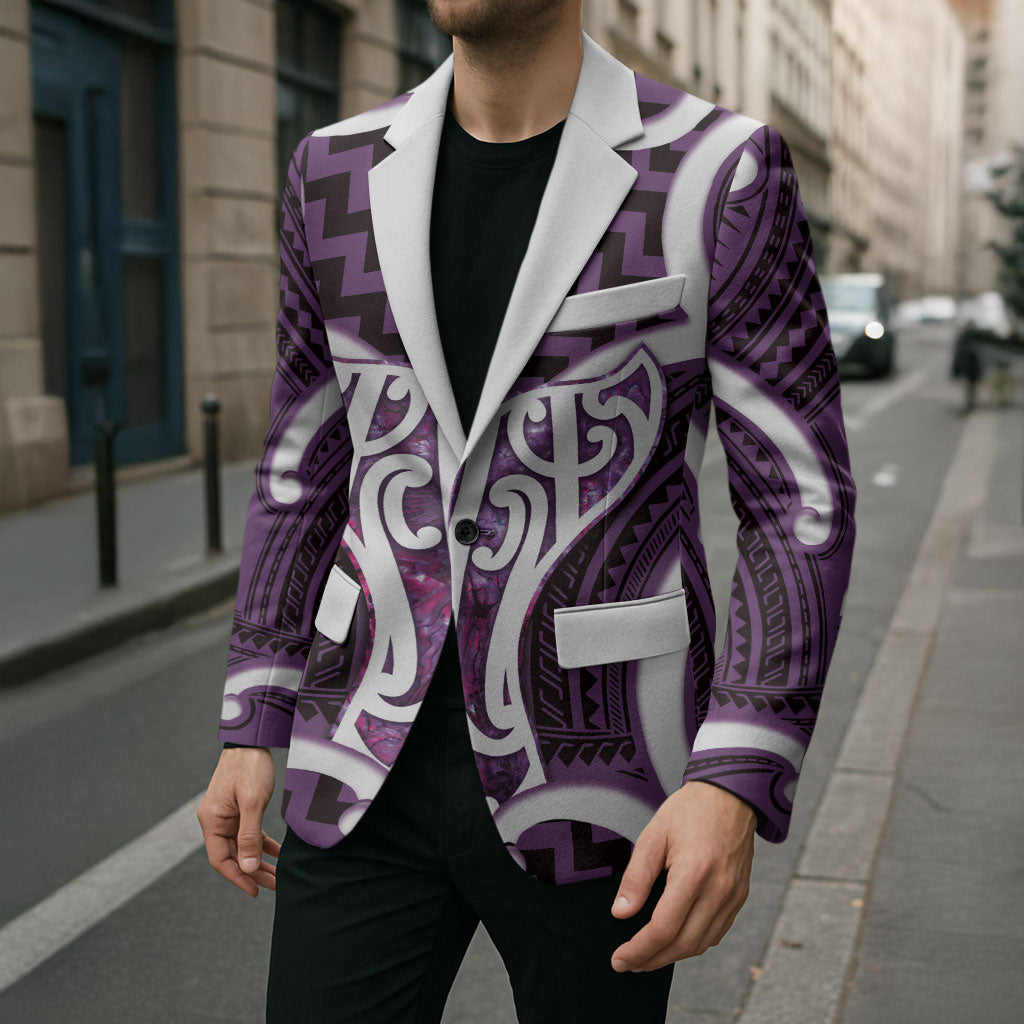 Aotearoa Atua Tangaroa Personalised Blazer God Of The Sea Maori Whale Tail Purple