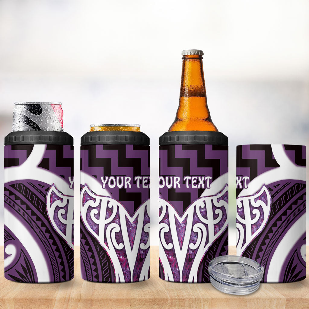 Aotearoa Atua Tangaroa Personalised 4 in 1 Can Cooler Tumbler God Of The Sea Maori Whale Tail Purple