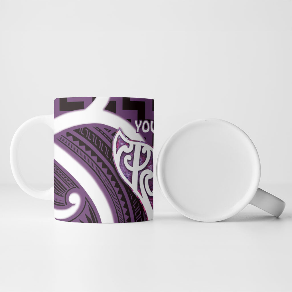 Aotearoa Atua Tangaroa Personalised Ceramic Mug God Of The Sea Maori Whale Tail Purple