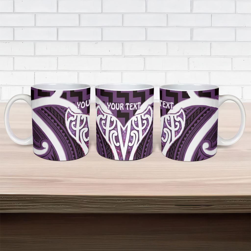 Aotearoa Atua Tangaroa Personalised Ceramic Mug God Of The Sea Maori Whale Tail Purple