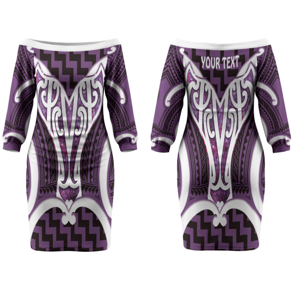 Aotearoa Atua Tangaroa Personalised Couples Matching Off The Shoulder Long Sleeve Dress and Long Sleeve Button Shirt God Of The Sea Maori Whale Tail Purple