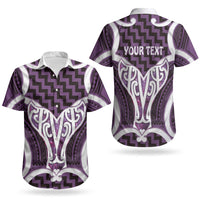 Aotearoa Atua Tangaroa Personalised Couples Matching Puletasi and Hawaiian Shirt God Of The Sea Maori Whale Tail Purple