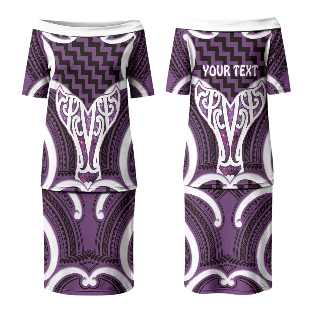 Aotearoa Atua Tangaroa Personalised Couples Matching Puletasi and Hawaiian Shirt God Of The Sea Maori Whale Tail Purple