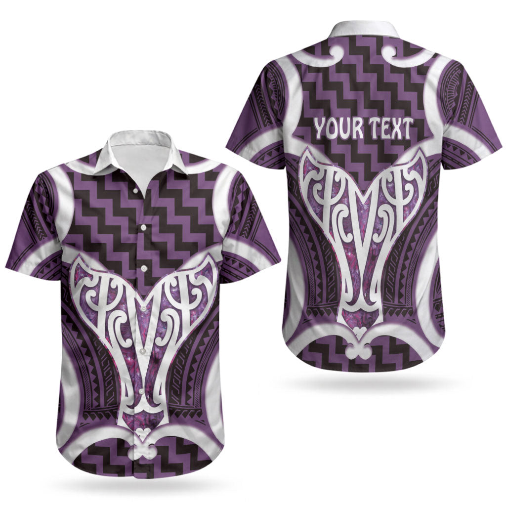 Aotearoa Atua Tangaroa Personalised Couples Matching Short Sleeve Bodycon Dress and Hawaiian Shirt God Of The Sea Maori Whale Tail Purple