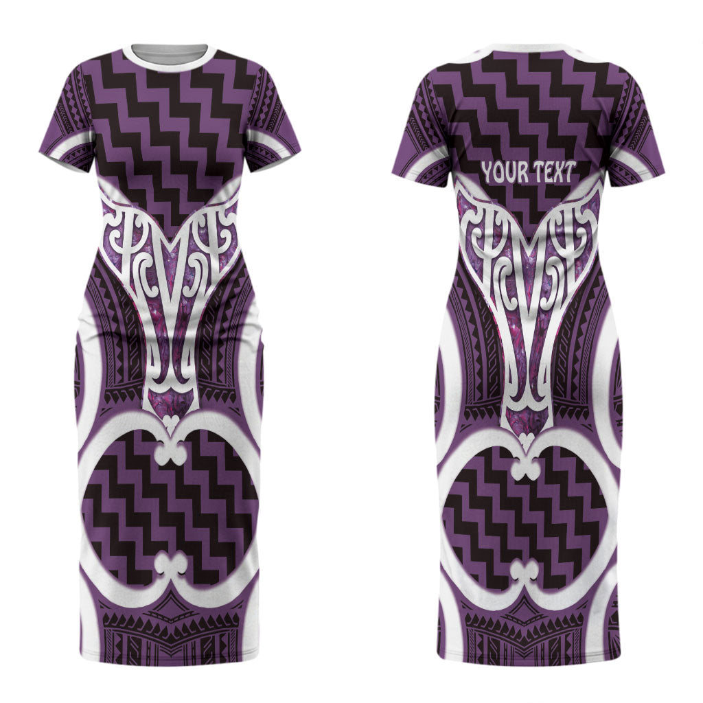 Aotearoa Atua Tangaroa Personalised Couples Matching Short Sleeve Bodycon Dress and Hawaiian Shirt God Of The Sea Maori Whale Tail Purple
