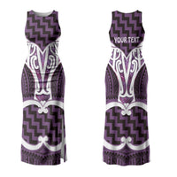Aotearoa Atua Tangaroa Personalised Couples Matching Tank Maxi Dress and Long Sleeve Button Shirt God Of The Sea Maori Whale Tail Purple