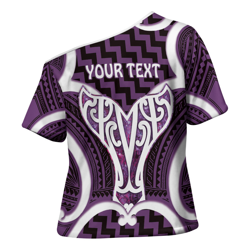 Aotearoa Atua Tangaroa Personalised Cross Shoulder Shirt God Of The Sea Maori Whale Tail Purple