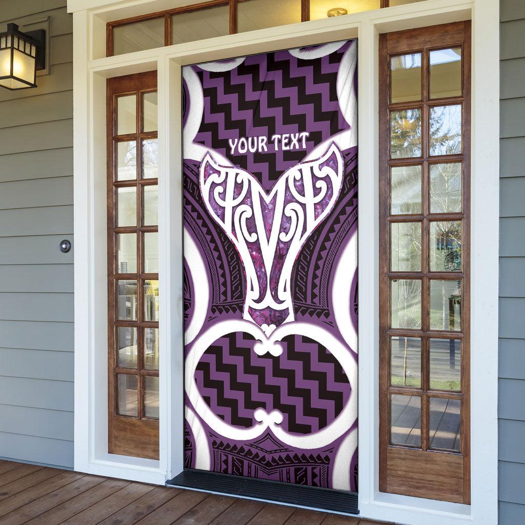Aotearoa Atua Tangaroa Personalised Door Cover God Of The Sea Maori Whale Tail Purple