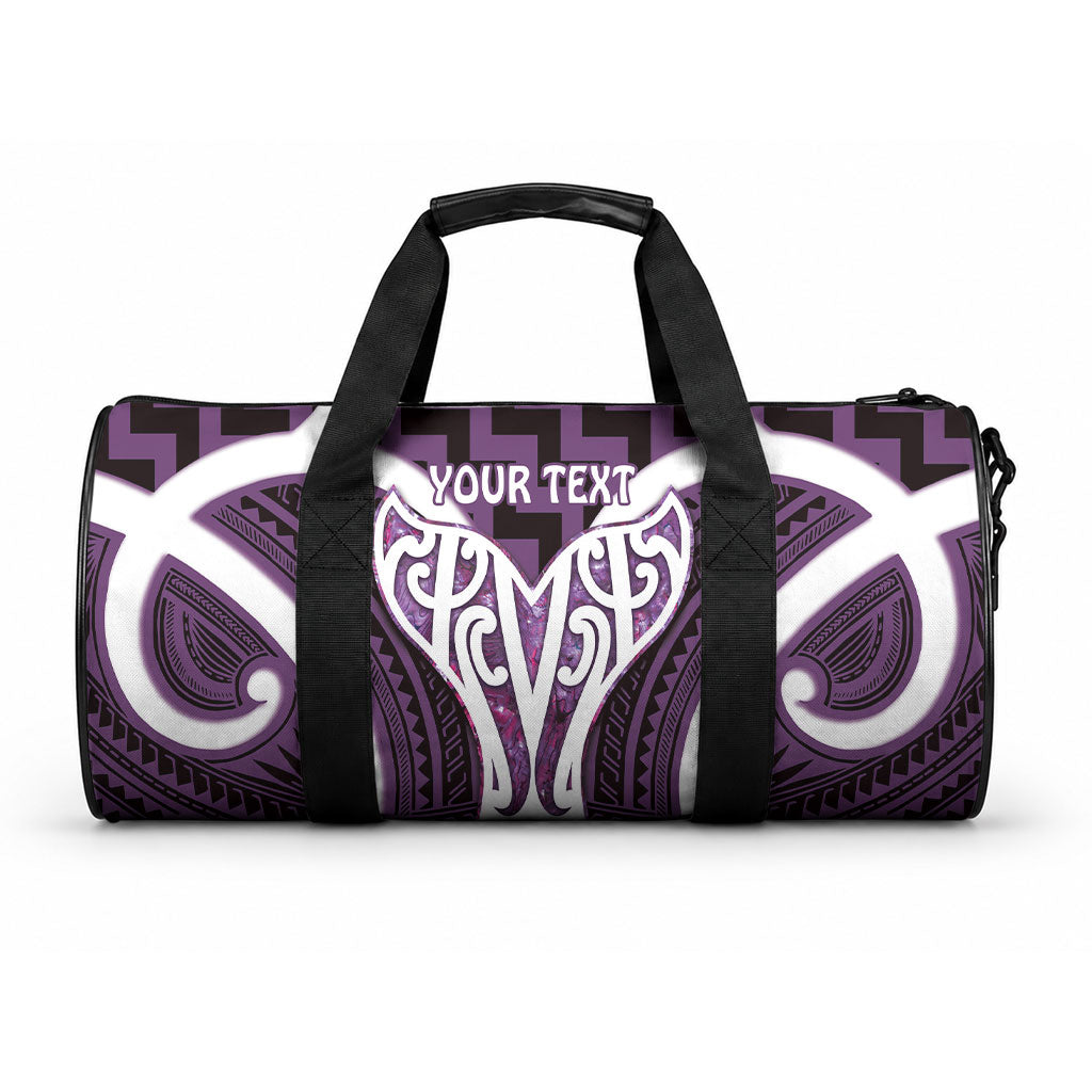 Aotearoa Atua Tangaroa Personalised Duffle Bag God Of The Sea Maori Whale Tail Purple