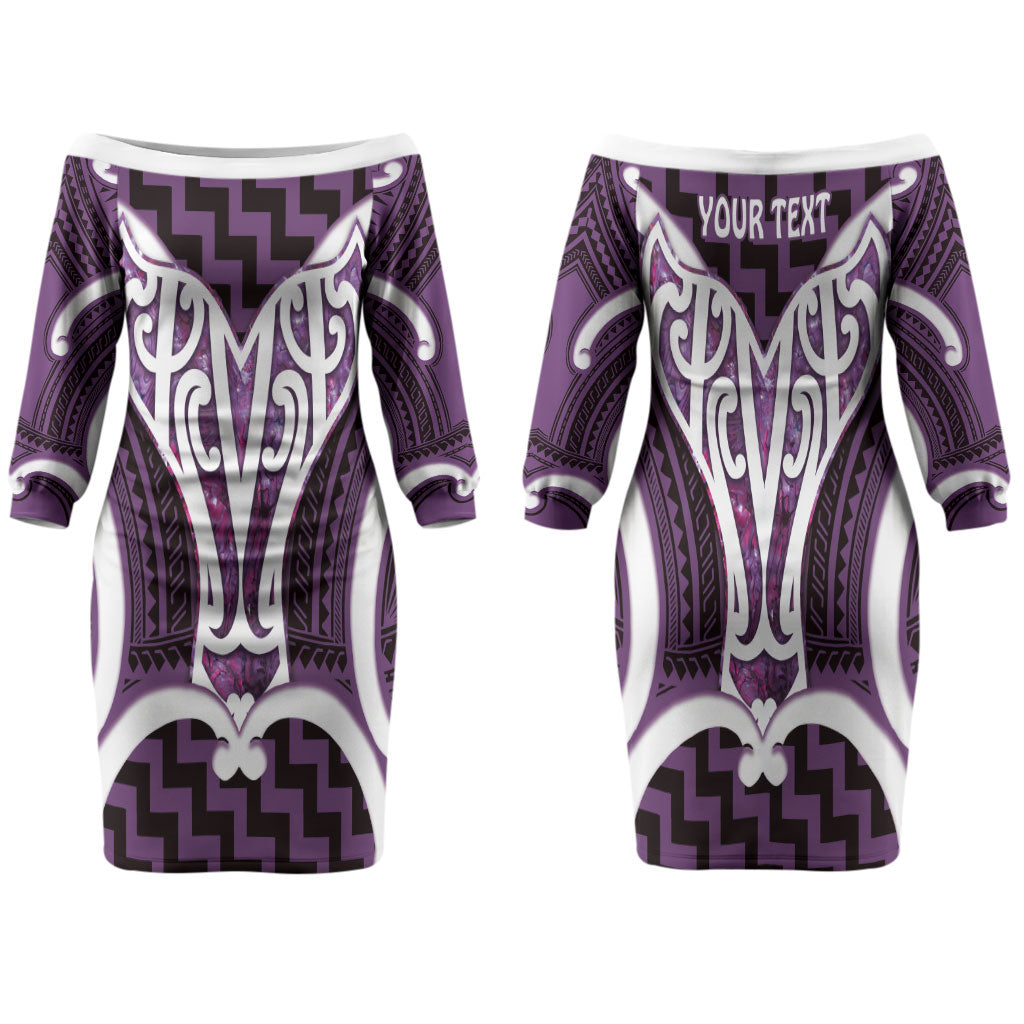 Aotearoa Atua Tangaroa Personalised Family Matching Off The Shoulder Long Sleeve Dress and Hawaiian Shirt God Of The Sea Maori Whale Tail Purple