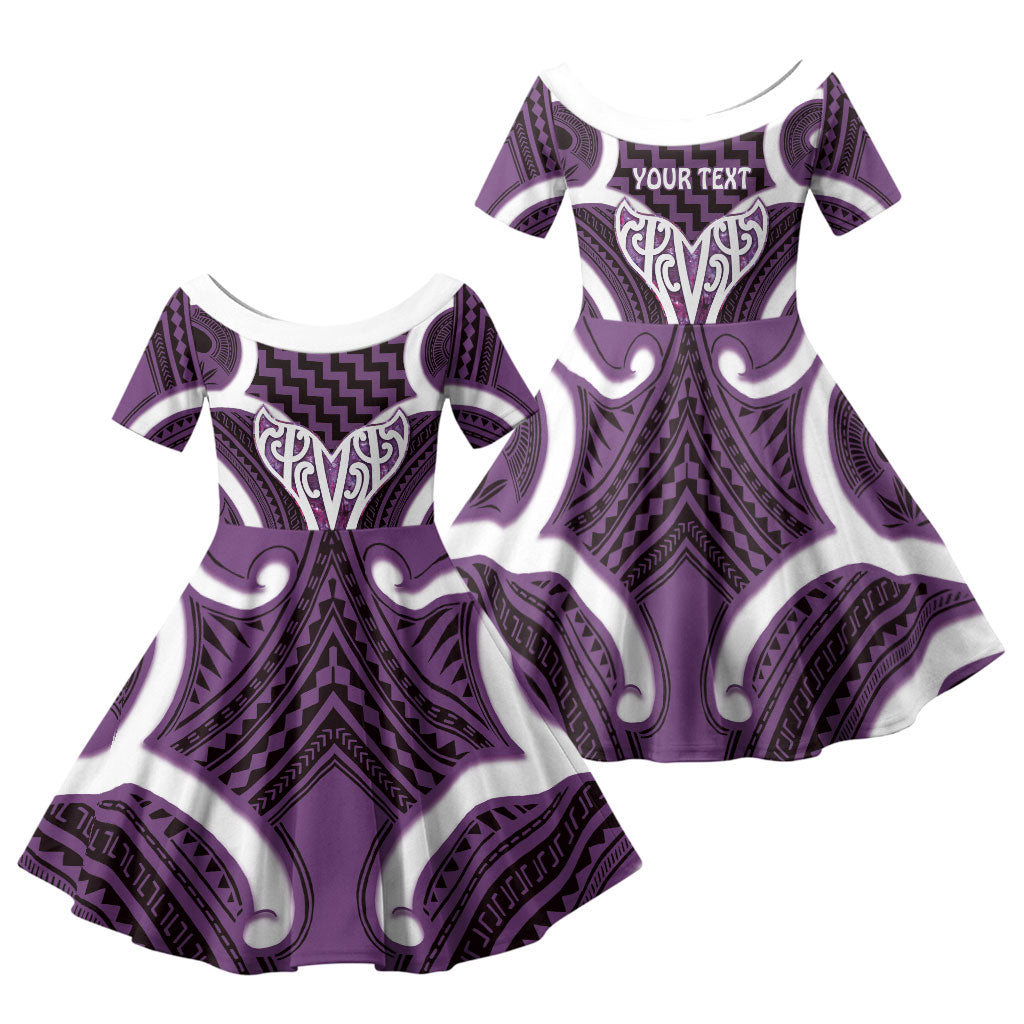 Aotearoa Atua Tangaroa Personalised Family Matching Off Shoulder Maxi Dress and Hawaiian Shirt God Of The Sea Maori Whale Tail Purple