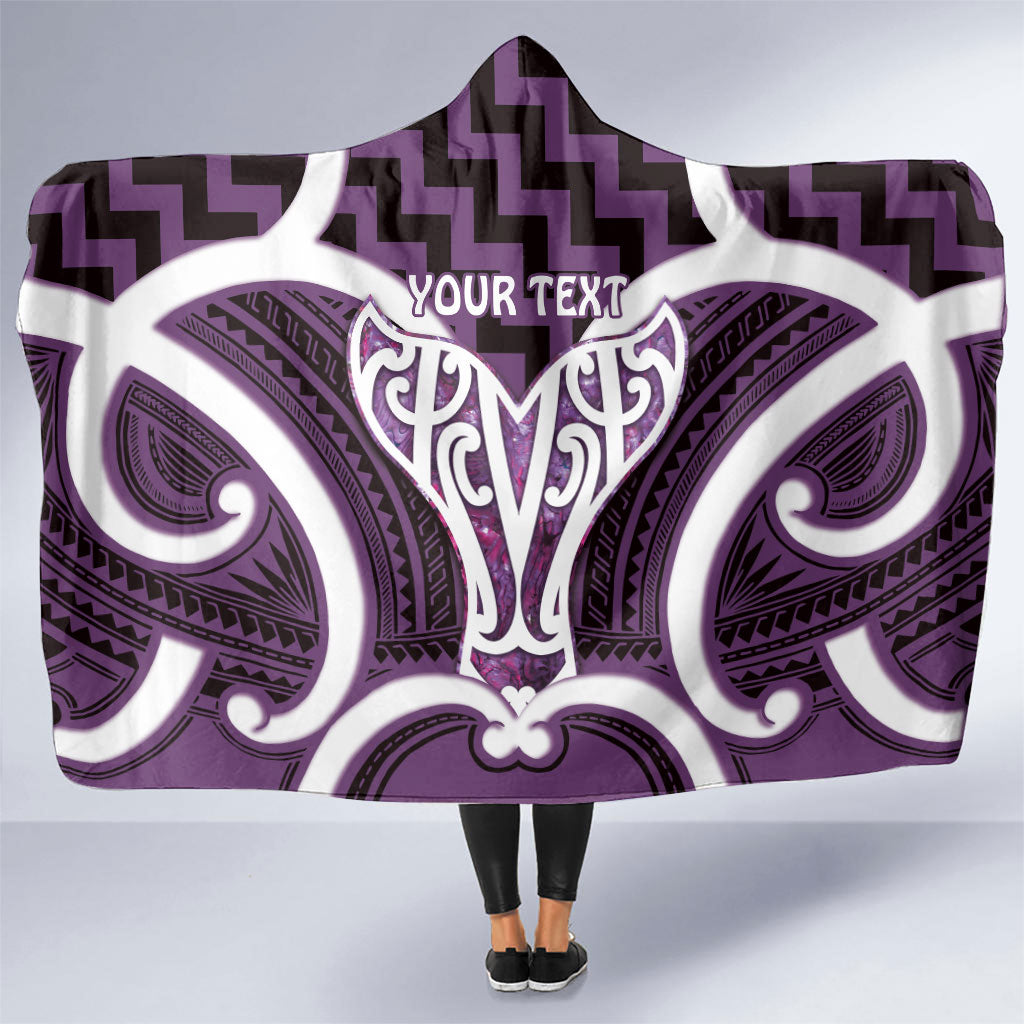 Aotearoa Atua Tangaroa Personalised Hooded Blanket God Of The Sea Maori Whale Tail Purple