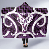 Aotearoa Atua Tangaroa Personalised Hooded Blanket God Of The Sea Maori Whale Tail Purple