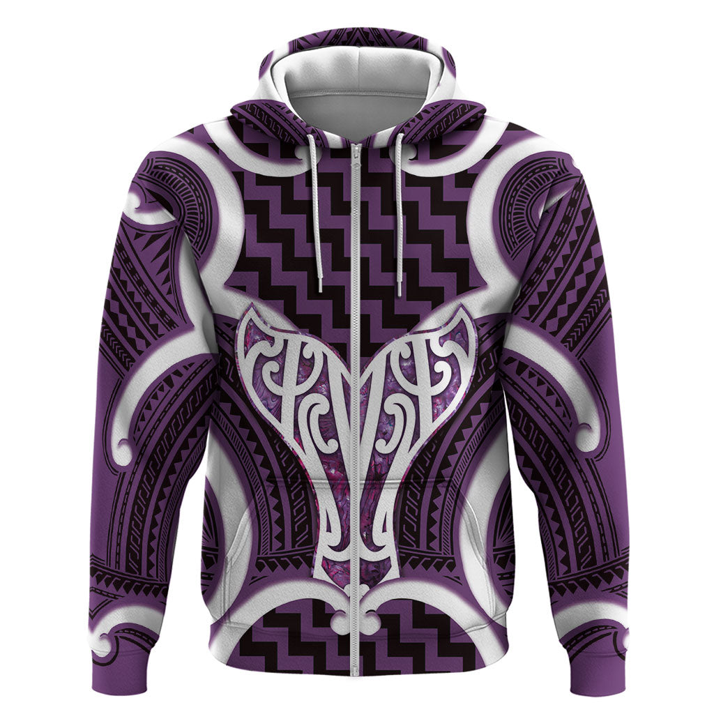 Aotearoa Atua Tangaroa Personalised Hoodie God Of The Sea Maori Whale Tail Purple