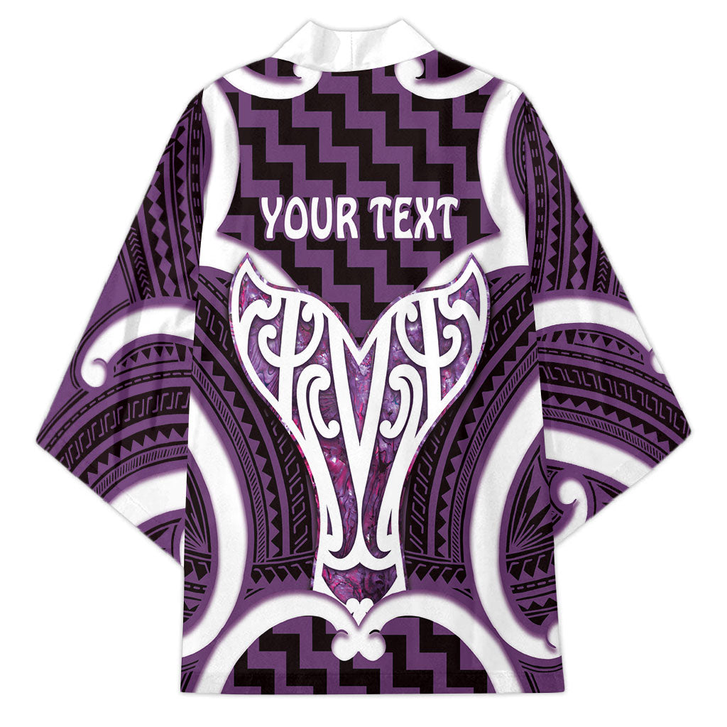 Aotearoa Atua Tangaroa Personalised Kimono God Of The Sea Maori Whale Tail Purple