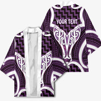 Aotearoa Atua Tangaroa Personalised Kimono God Of The Sea Maori Whale Tail Purple