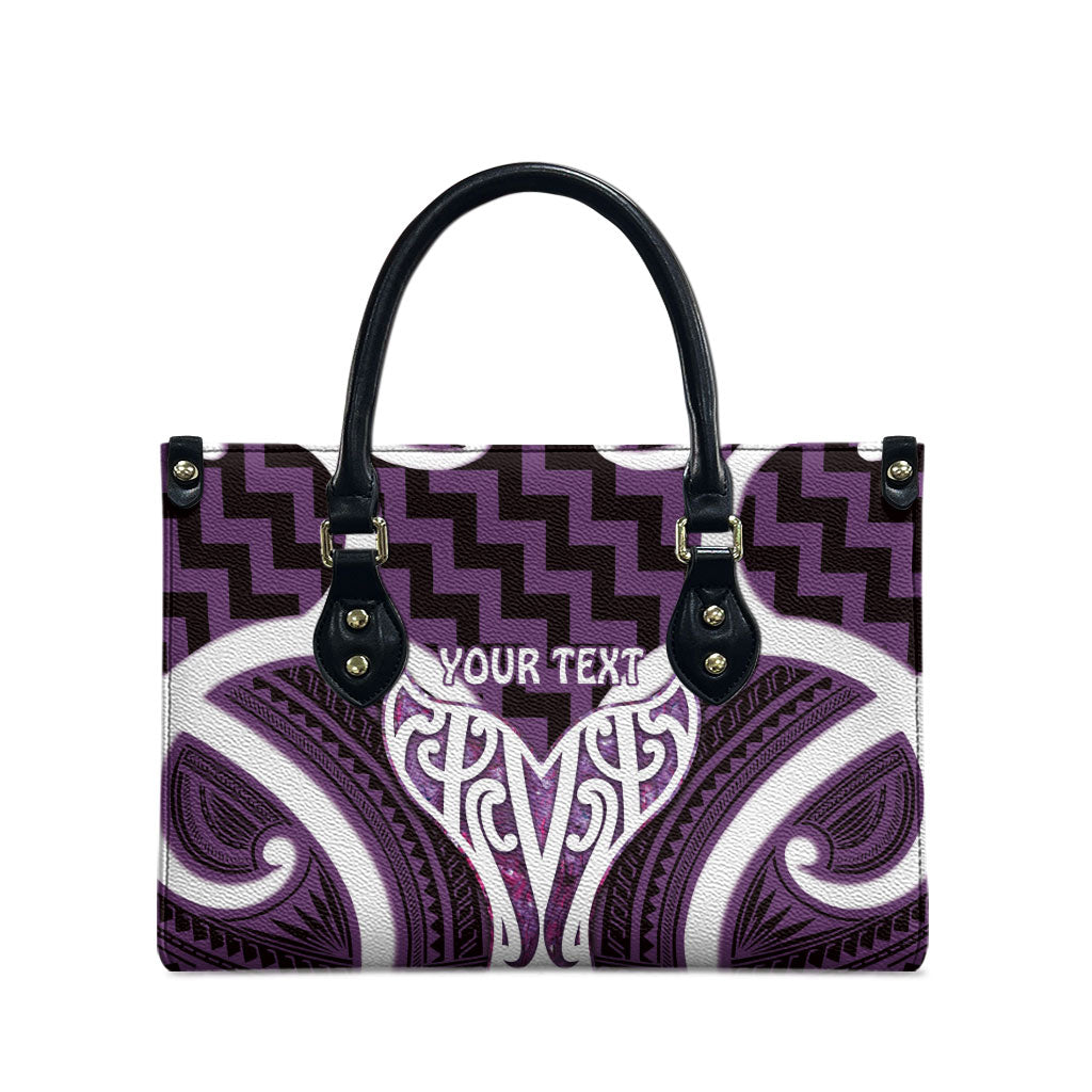 Aotearoa Atua Tangaroa Personalised Leather Bag God Of The Sea Maori Whale Tail Purple
