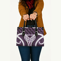 Aotearoa Atua Tangaroa Personalised Leather Bag God Of The Sea Maori Whale Tail Purple