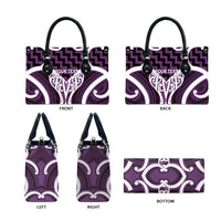Aotearoa Atua Tangaroa Personalised Leather Bag God Of The Sea Maori Whale Tail Purple