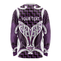 Aotearoa Atua Tangaroa Personalised Long Sleeve Shirt God Of The Sea Maori Whale Tail Purple
