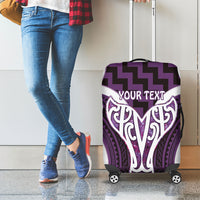 Aotearoa Atua Tangaroa Personalised Luggage Cover God Of The Sea Maori Whale Tail Purple