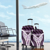 Aotearoa Atua Tangaroa Personalised Luggage Cover God Of The Sea Maori Whale Tail Purple
