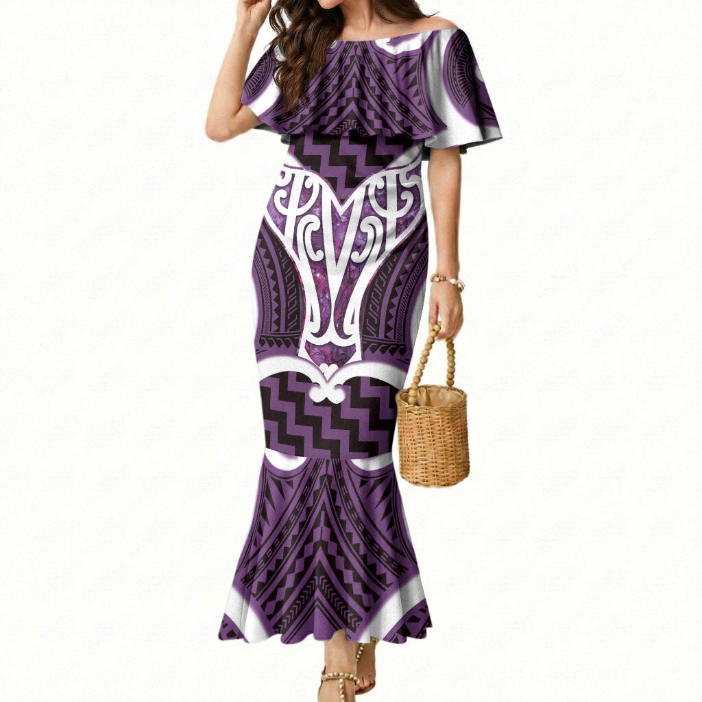 Aotearoa Atua Tangaroa Personalised Mermaid Dress God Of The Sea Maori Whale Tail Purple