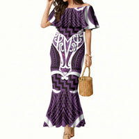 Aotearoa Atua Tangaroa Personalised Mermaid Dress God Of The Sea Maori Whale Tail Purple