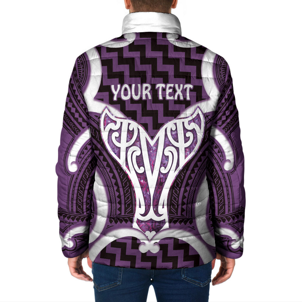 Aotearoa Atua Tangaroa Personalised Padded Jacket God Of The Sea Maori Whale Tail Purple