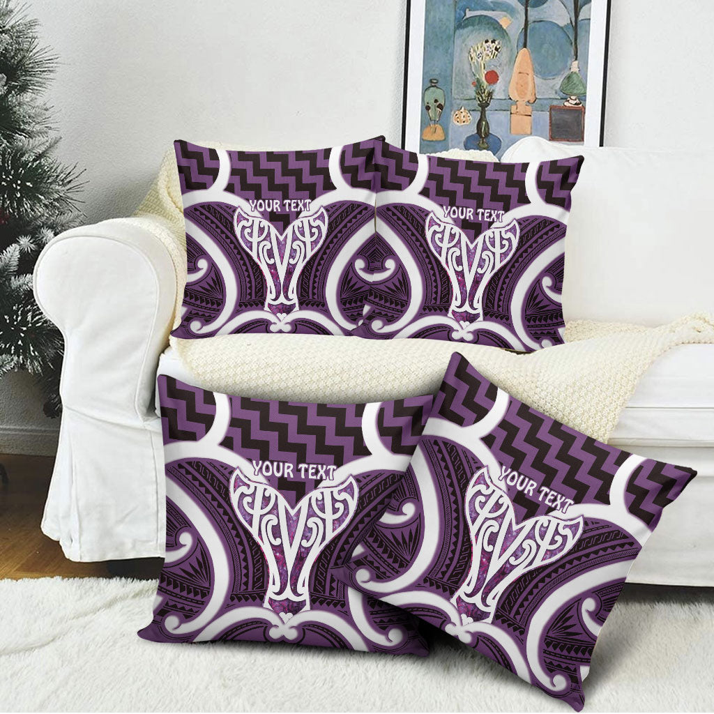 Aotearoa Atua Tangaroa Personalised Pillow Cover God Of The Sea Maori Whale Tail Purple