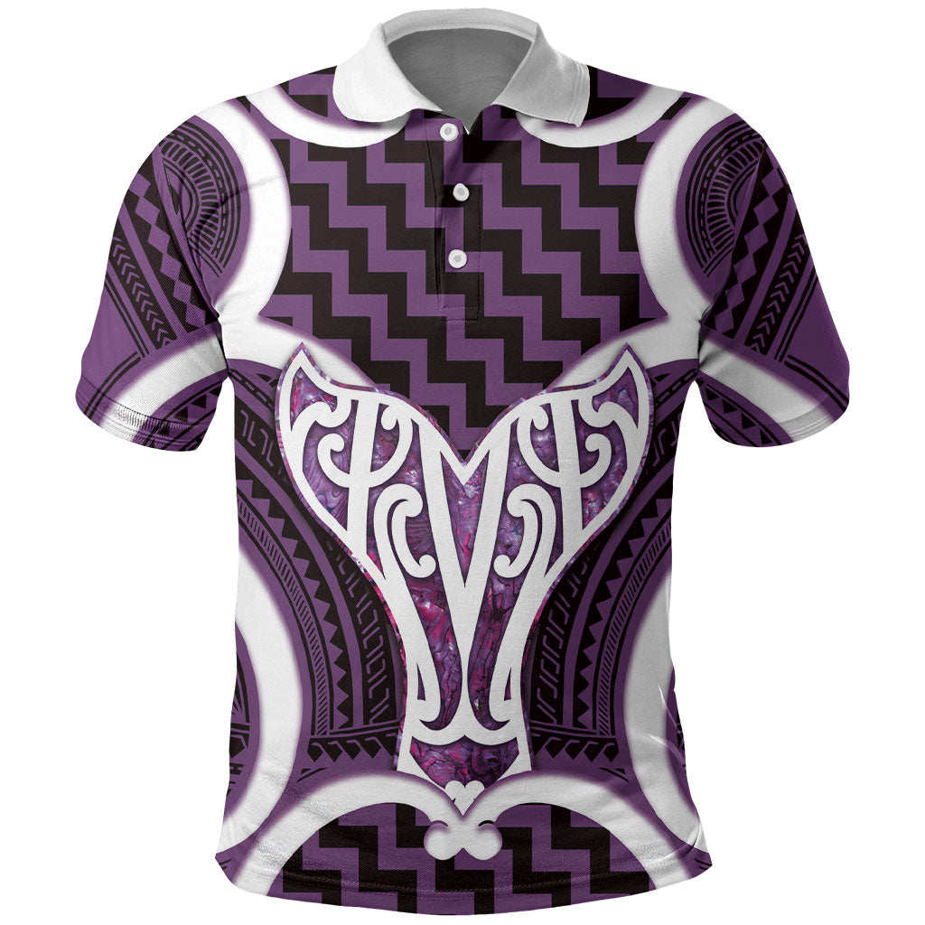 Aotearoa Atua Tangaroa Personalised Polo Shirt God Of The Sea Maori Whale Tail Purple