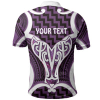 Aotearoa Atua Tangaroa Personalised Polo Shirt God Of The Sea Maori Whale Tail Purple