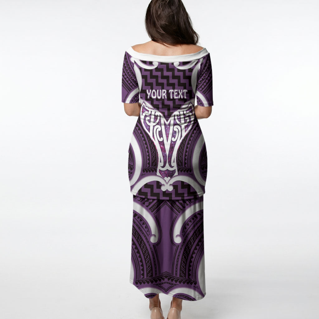 Aotearoa Atua Tangaroa Personalised Puletasi God Of The Sea Maori Whale Tail Purple