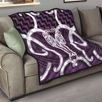Aotearoa Atua Tangaroa Personalised Quilt God Of The Sea Maori Whale Tail Purple