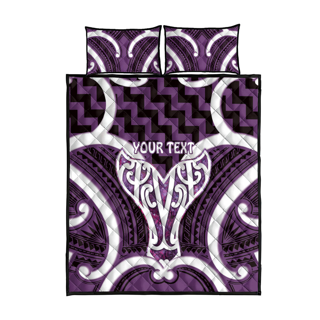 Aotearoa Atua Tangaroa Personalised Quilt Bed Set God Of The Sea Maori Whale Tail Purple