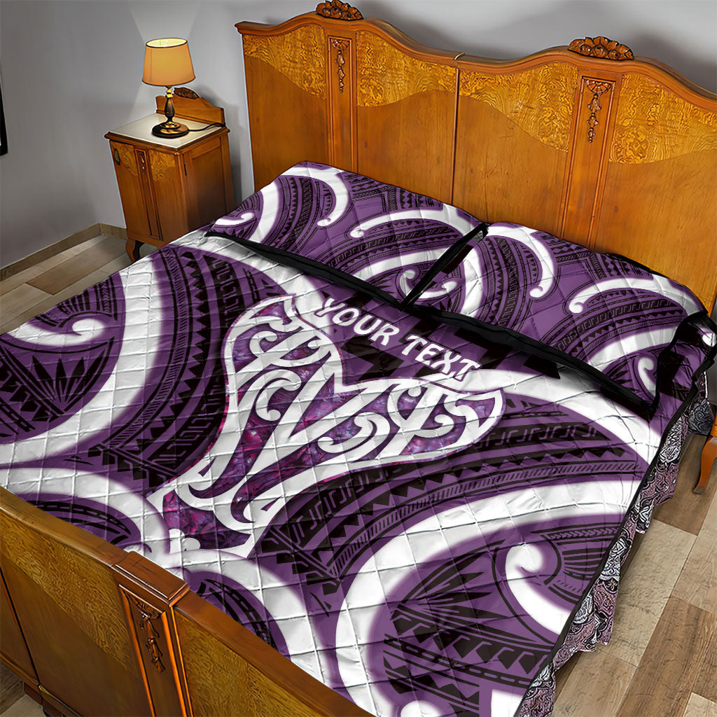 Aotearoa Atua Tangaroa Personalised Quilt Bed Set God Of The Sea Maori Whale Tail Purple