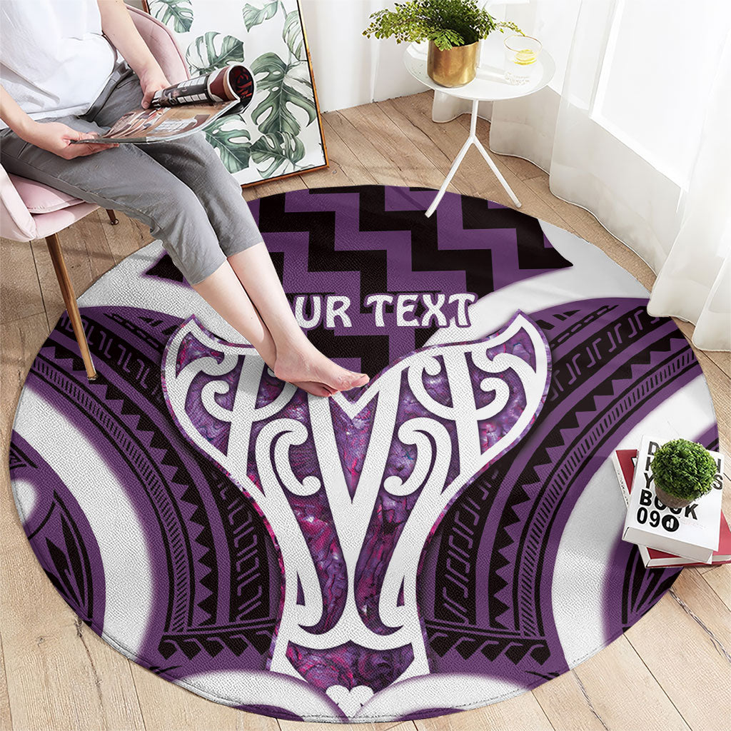 Aotearoa Atua Tangaroa Personalised Round Carpet God Of The Sea Maori Whale Tail Purple
